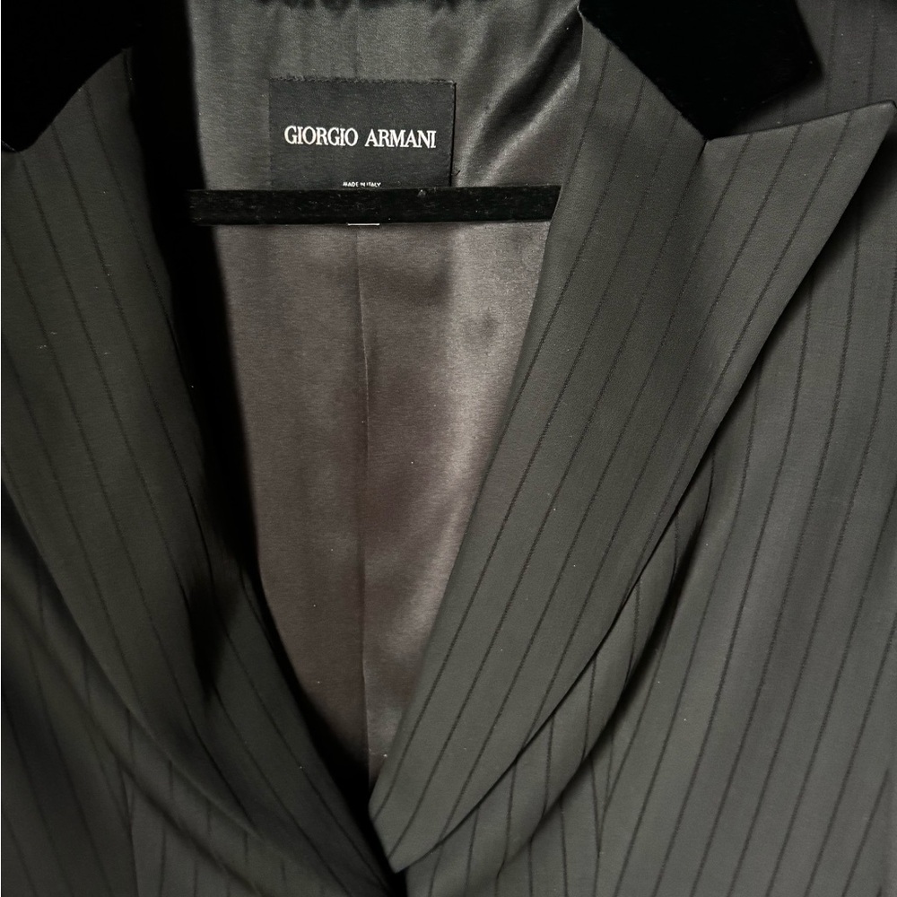 Giorgio Armani Black Pinstripe Blazer - Picture 2 of 2